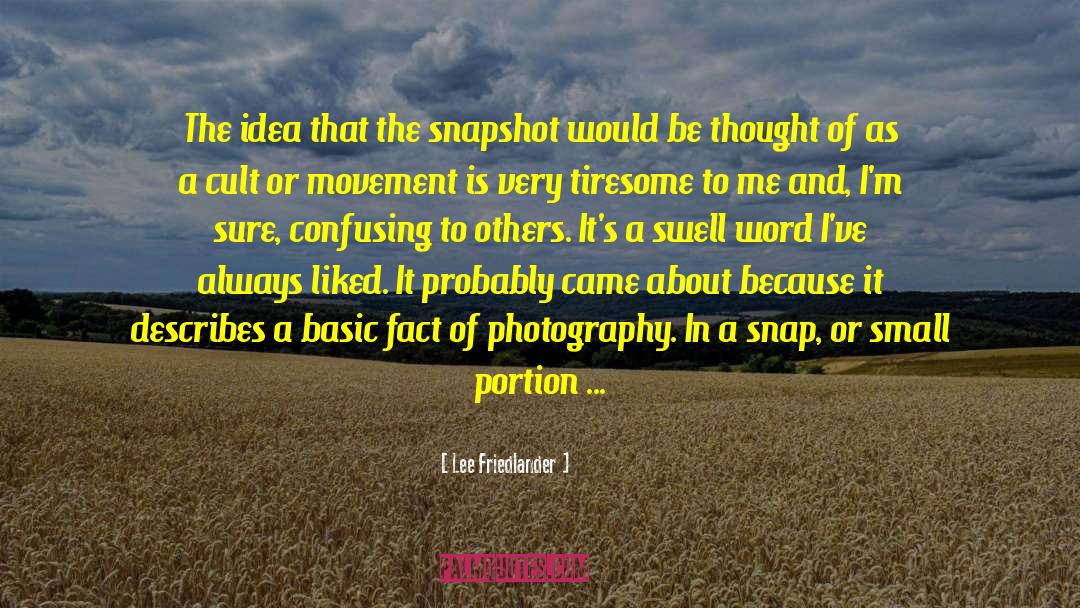 Lee Friedlander Quotes: The idea that the snapshot