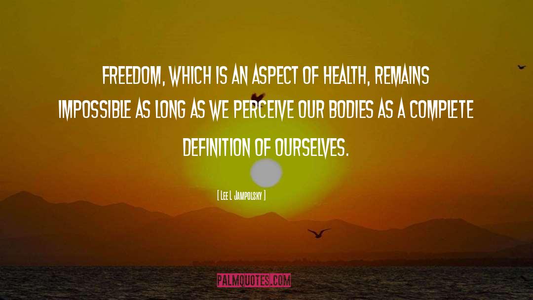 Lee L Jampolsky Quotes: Freedom, which is an aspect