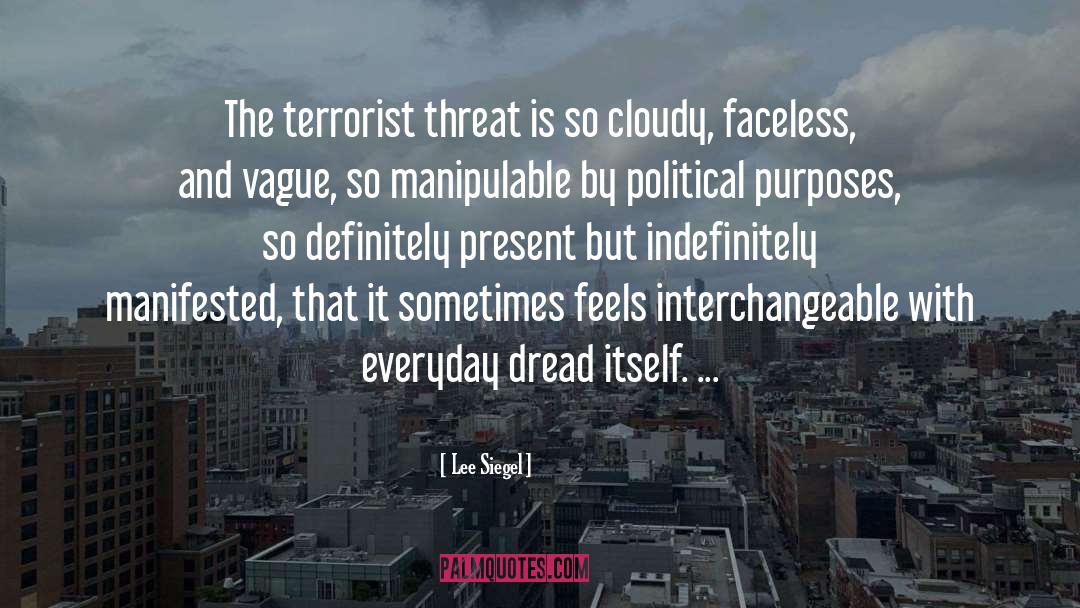 Lee Siegel Quotes: The terrorist threat is so