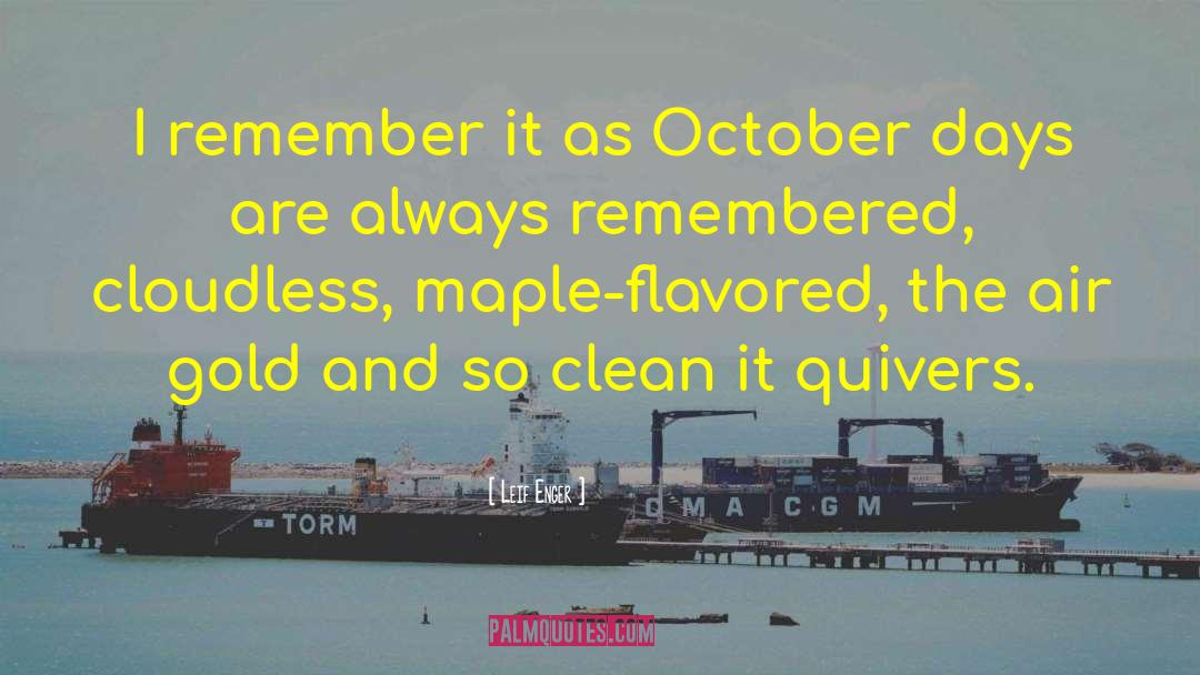 Leif Enger Quotes: I remember it as October