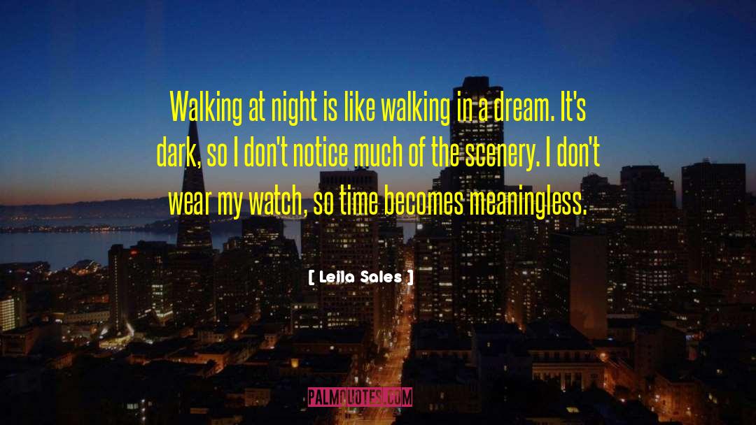 Leila Sales Quotes: Walking at night is like