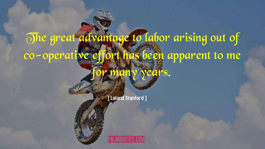Leland Stanford Quotes: The great advantage to labor