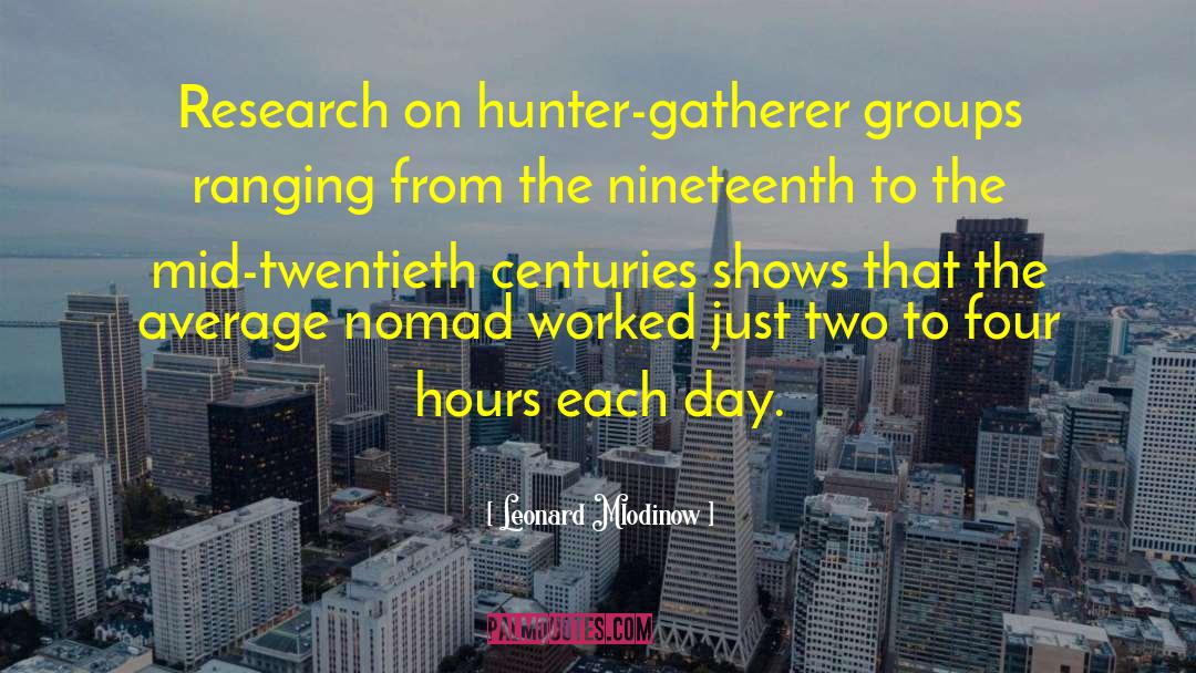 Leonard Mlodinow Quotes: Research on hunter-gatherer groups ranging