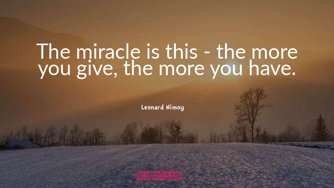 Leonard Nimoy Quotes: The miracle is this -