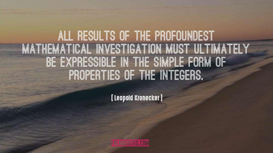 Leopold Kronecker Quotes: All results of the profoundest
