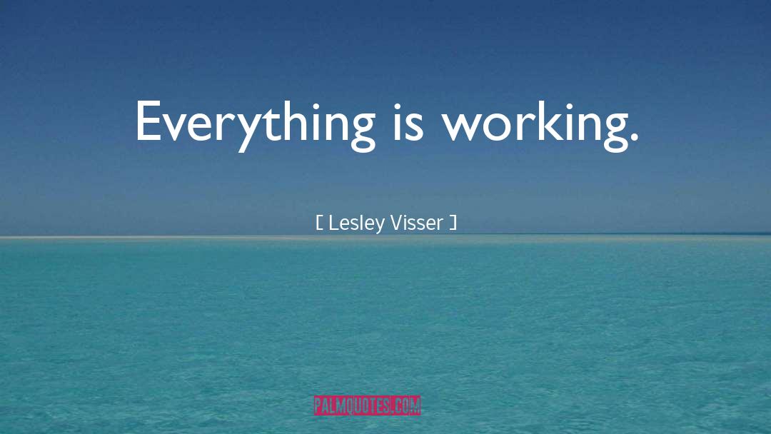 Lesley Visser Quotes: Everything is working.