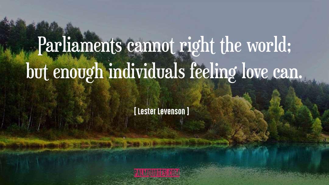 Lester Levenson Quotes: Parliaments cannot right the world;