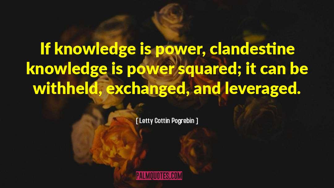 Letty Cottin Pogrebin Quotes: If knowledge is power, clandestine