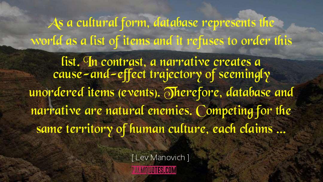 Lev Manovich Quotes: As a cultural form, database