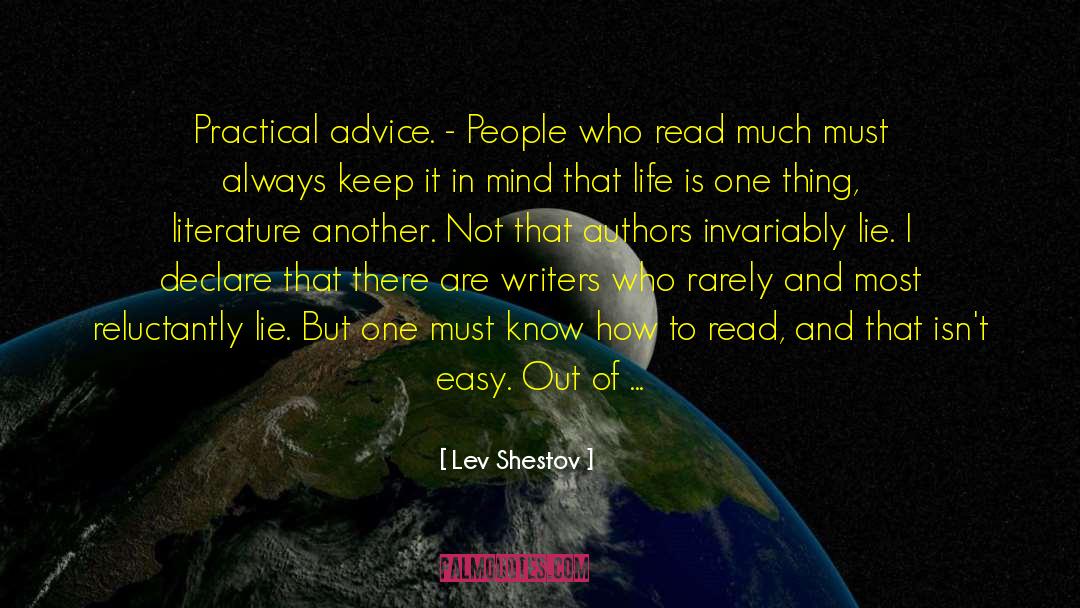 Lev Shestov Quotes: Practical advice. - People who