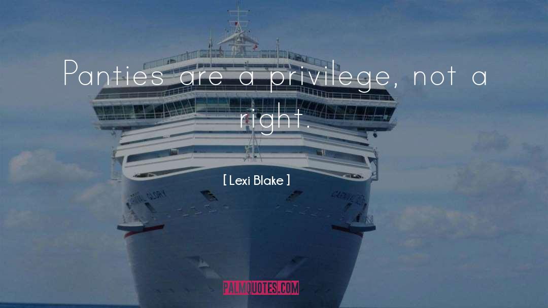 Lexi Blake Quotes: Panties are a privilege, not