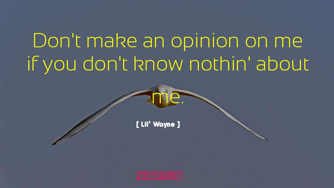Lil' Wayne Quotes: Don't make an opinion on