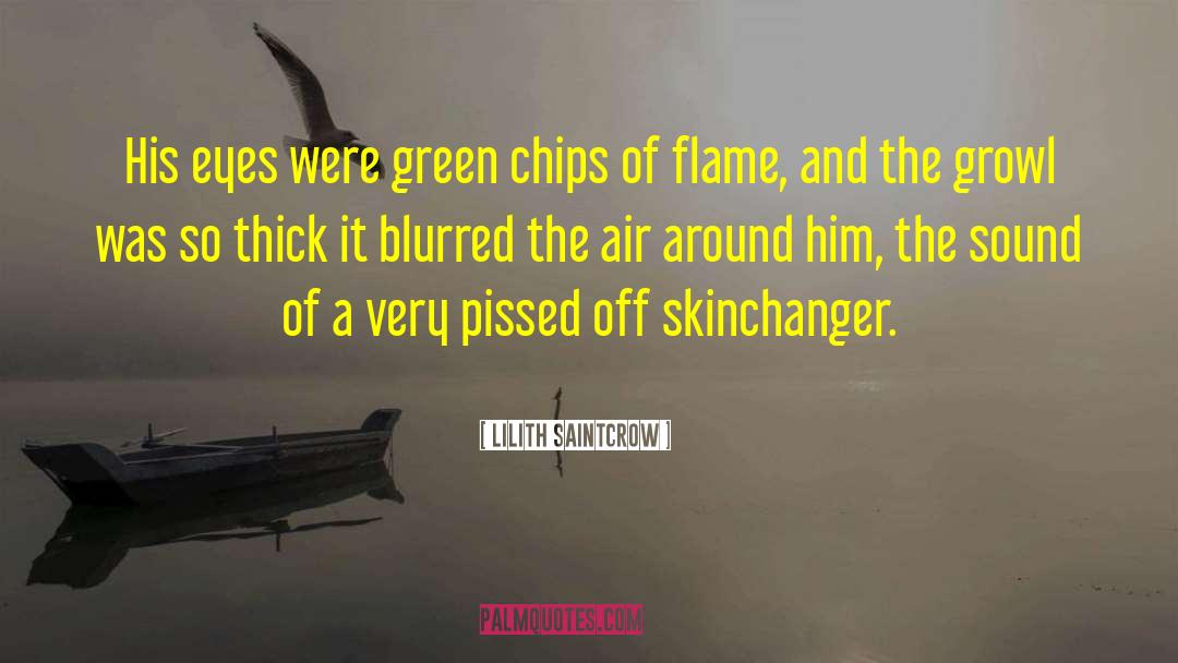 Lilith Saintcrow Quotes: His eyes were green chips