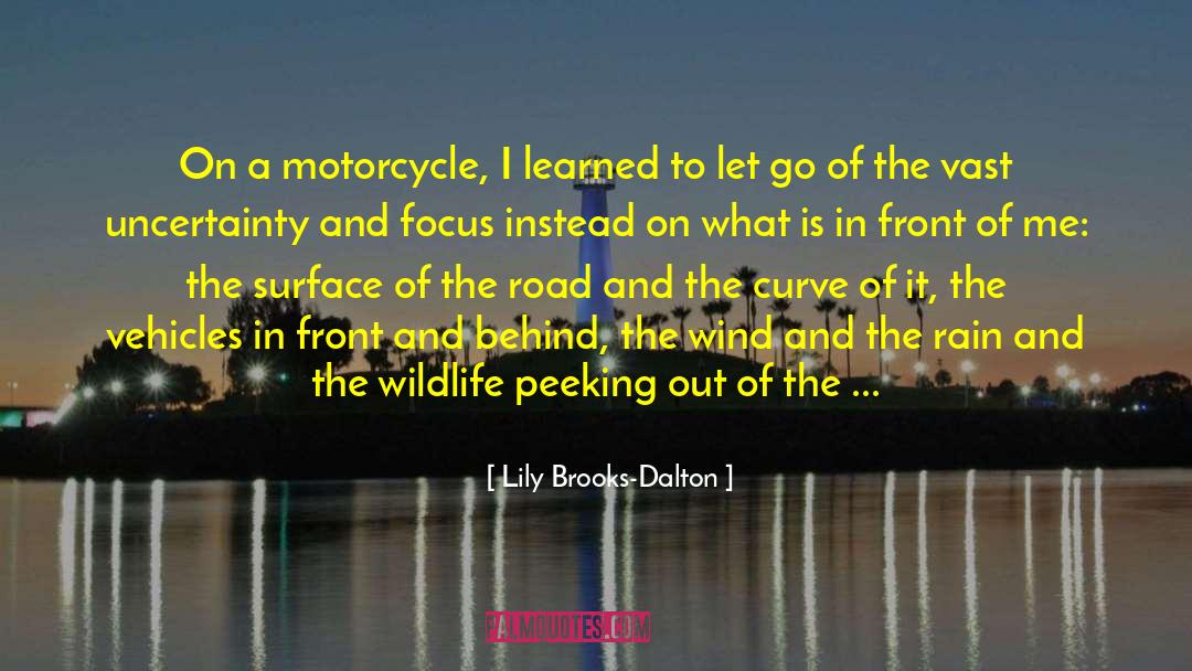 Lily Brooks-Dalton Quotes: On a motorcycle, I learned