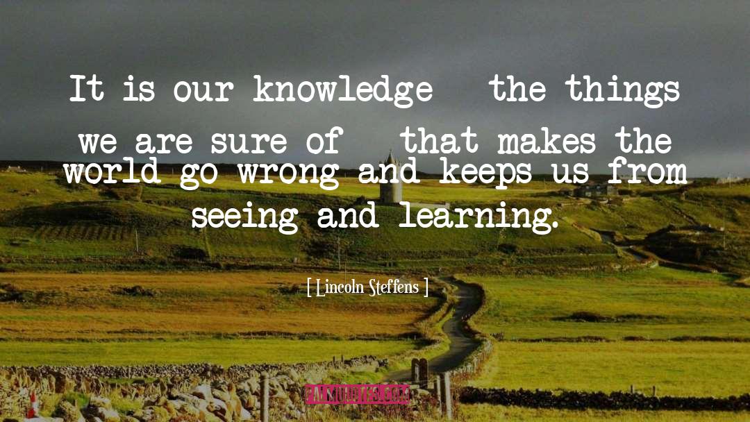 Lincoln Steffens Quotes: It is our knowledge -