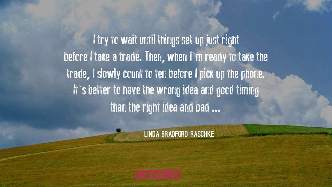 Linda Bradford Raschke Quotes: I try to wait until