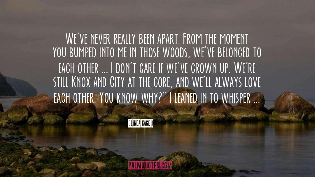 Linda Kage Quotes: We've never really been apart.