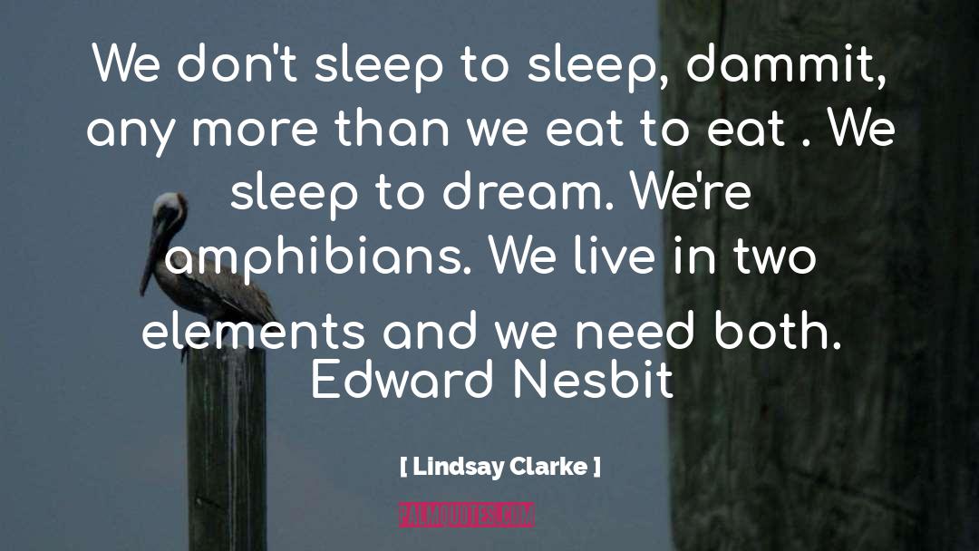 Lindsay Clarke Quotes: We don't sleep to sleep,