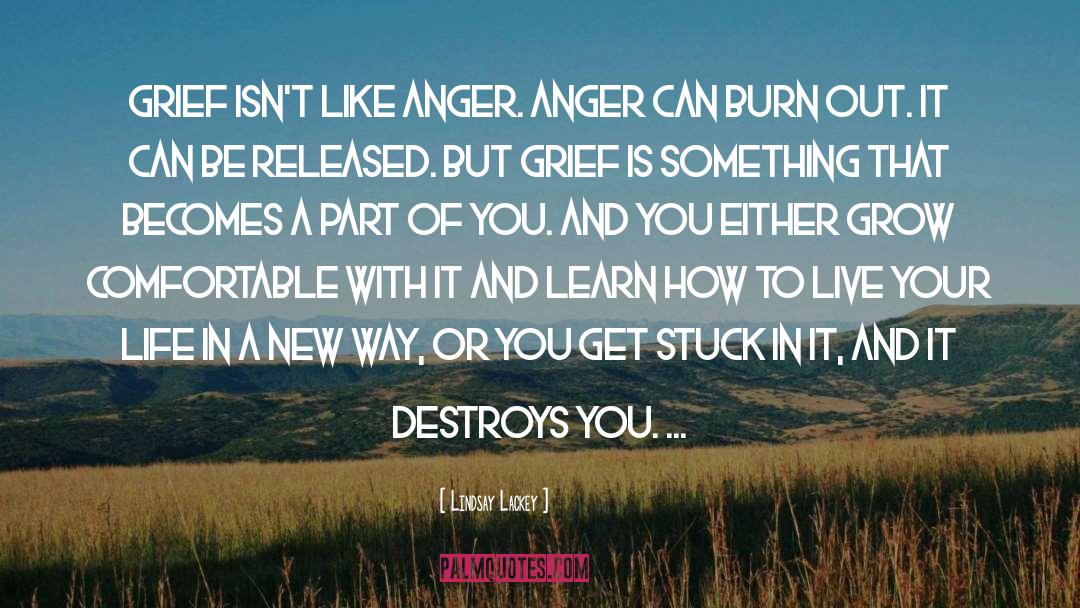 Lindsay Lackey Quotes: Grief isn't like anger. Anger