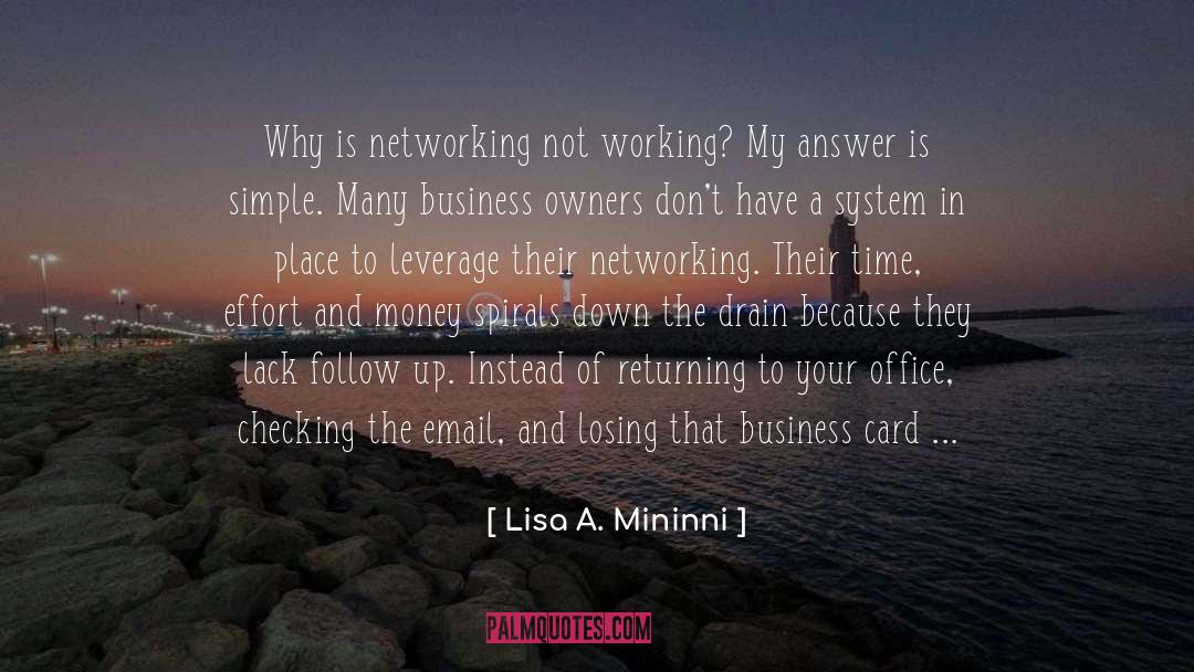 Lisa A. Mininni Quotes: Why is networking not working?