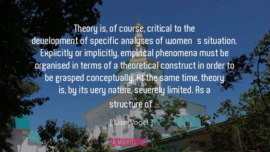Lise Vogel Quotes: Theory is, of course, critical