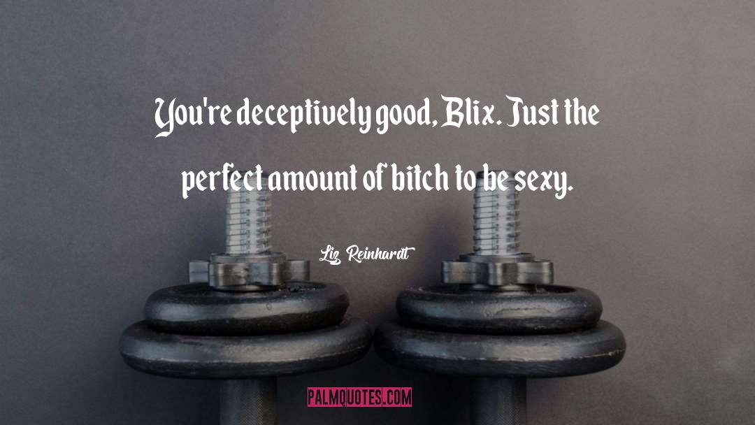 Liz Reinhardt Quotes: You're deceptively good, Blix. Just