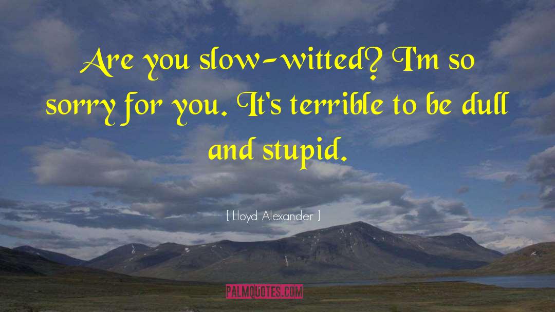 Lloyd Alexander Quotes: Are you slow-witted? I'm so