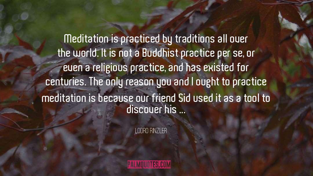 Lodro Rinzler Quotes: Meditation is practiced by traditions