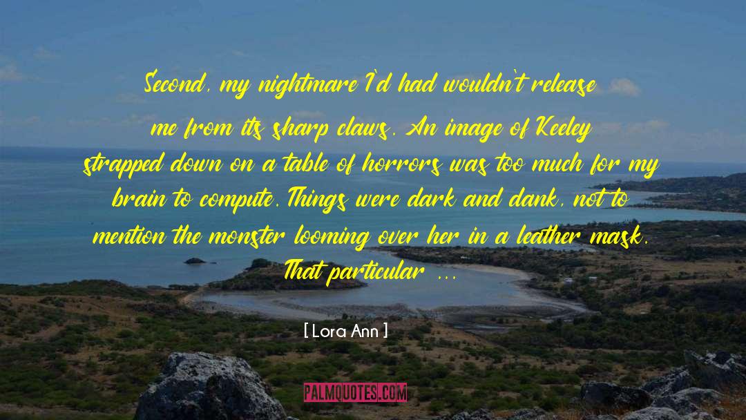 Lora Ann Quotes: Second, my nightmare I'd had