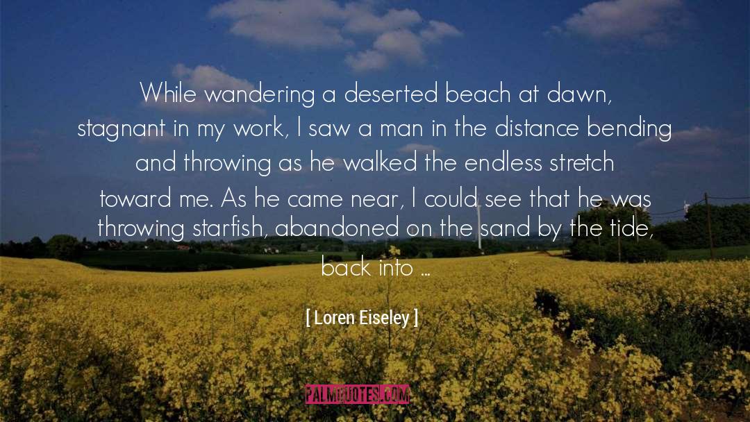 Loren Eiseley Quotes: While wandering a deserted beach