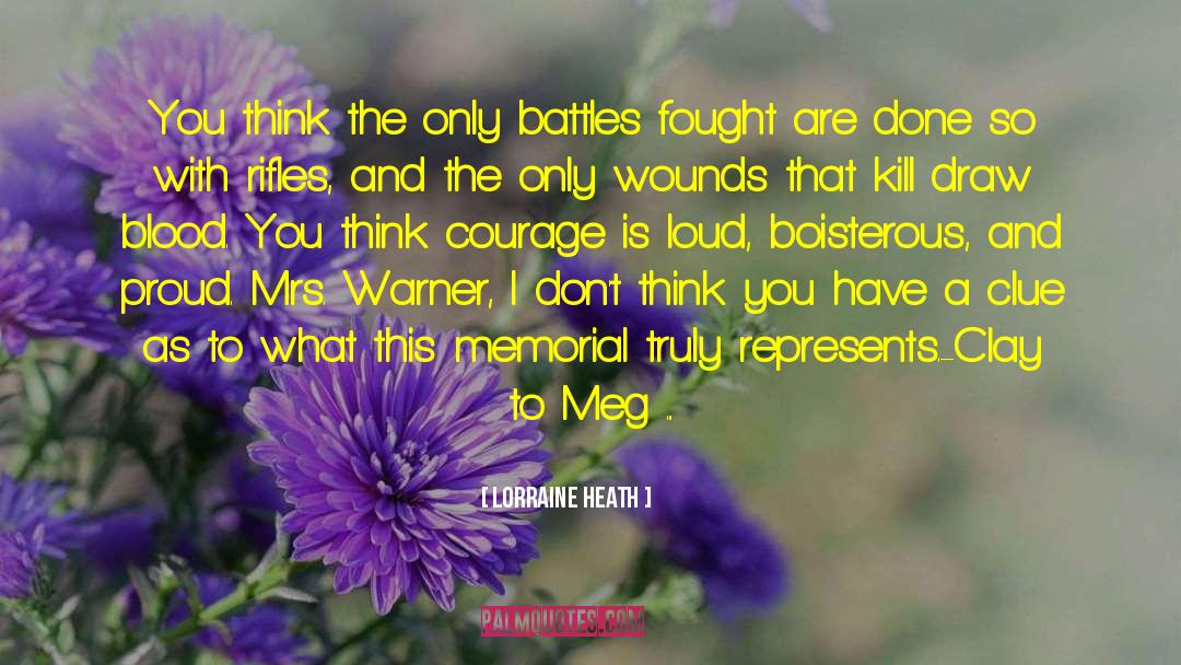 Lorraine Heath Quotes: You think the only battles