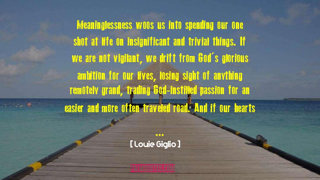 Louie Giglio Quotes: Meaninglessness woos us into spending