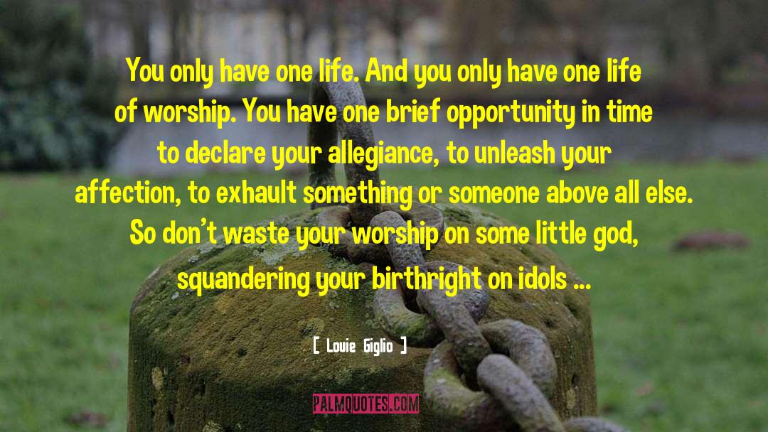 Louie Giglio Quotes: You only have one life.