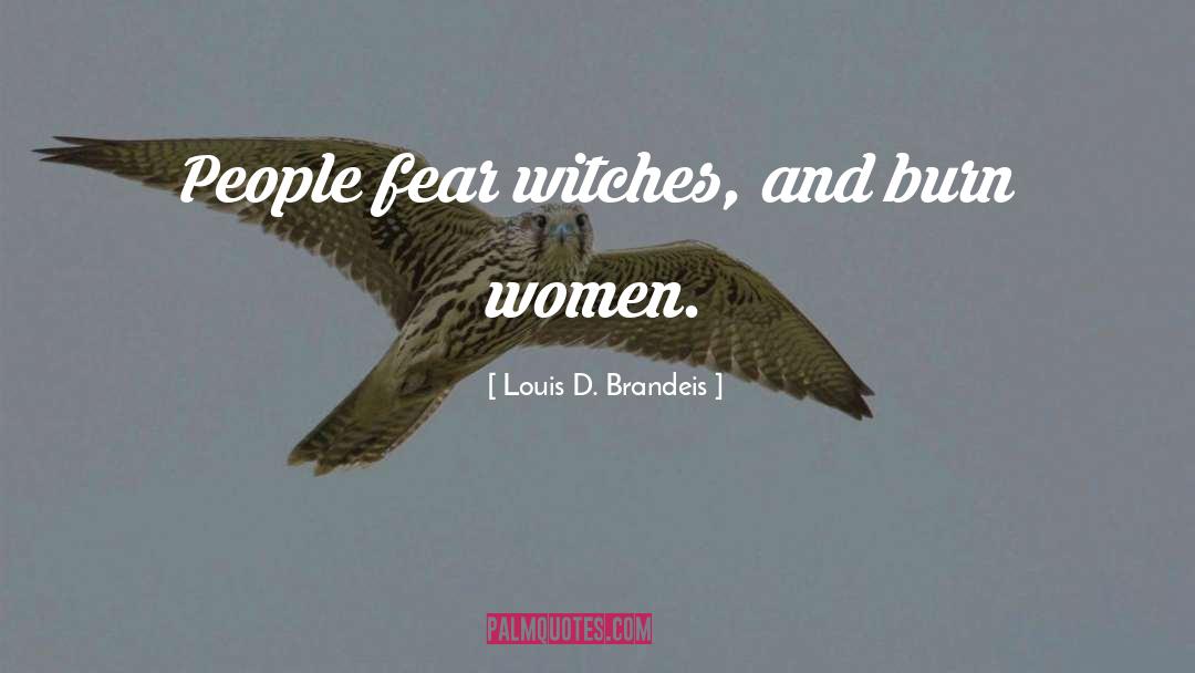 Louis D. Brandeis Quotes: People fear witches, and burn