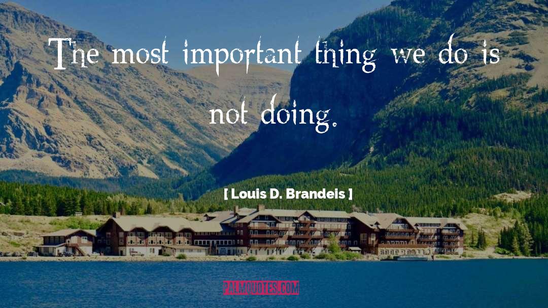 Louis D. Brandeis Quotes: The most important thing we