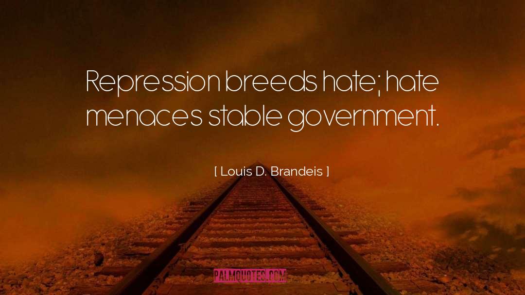 Louis D. Brandeis Quotes: Repression breeds hate; hate menaces