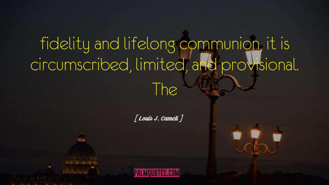 Louis J. Cameli Quotes: fidelity and lifelong communion, it