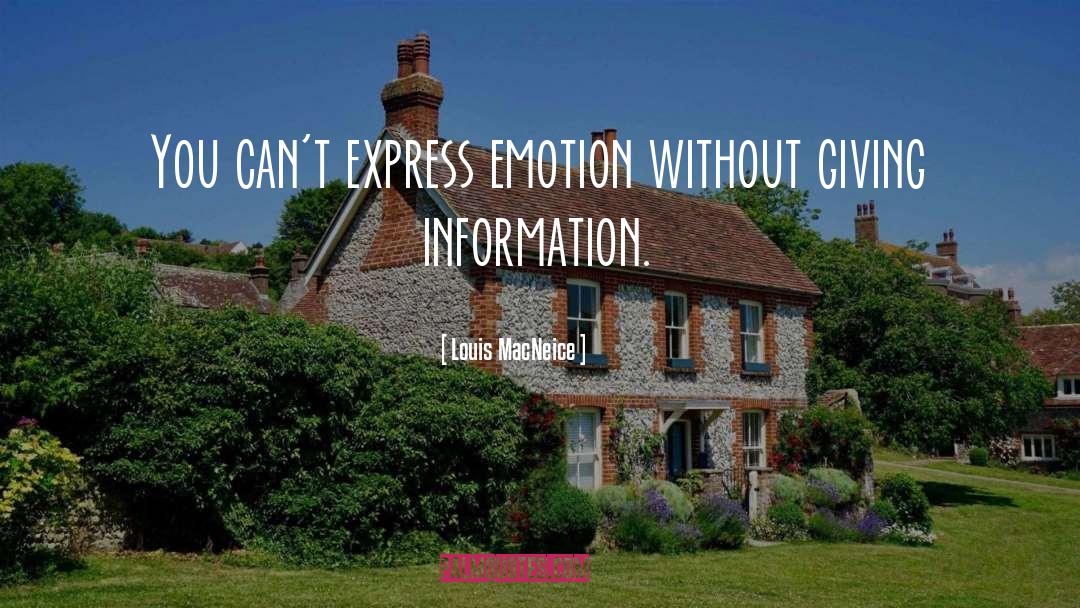 Louis MacNeice Quotes: You can't express emotion without