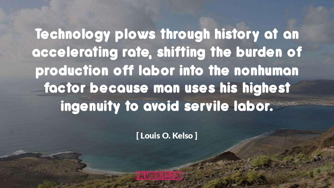 Louis O. Kelso Quotes: Technology plows through history at