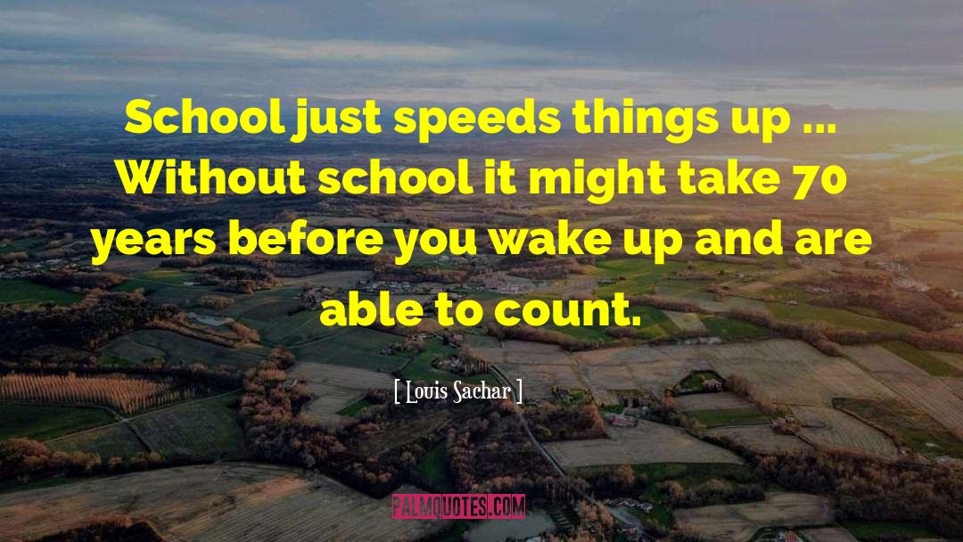 Louis Sachar Quotes: School just speeds things up