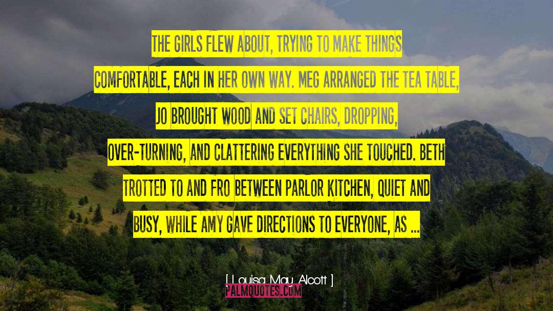 Louisa May Alcott Quotes: The girls flew about, trying