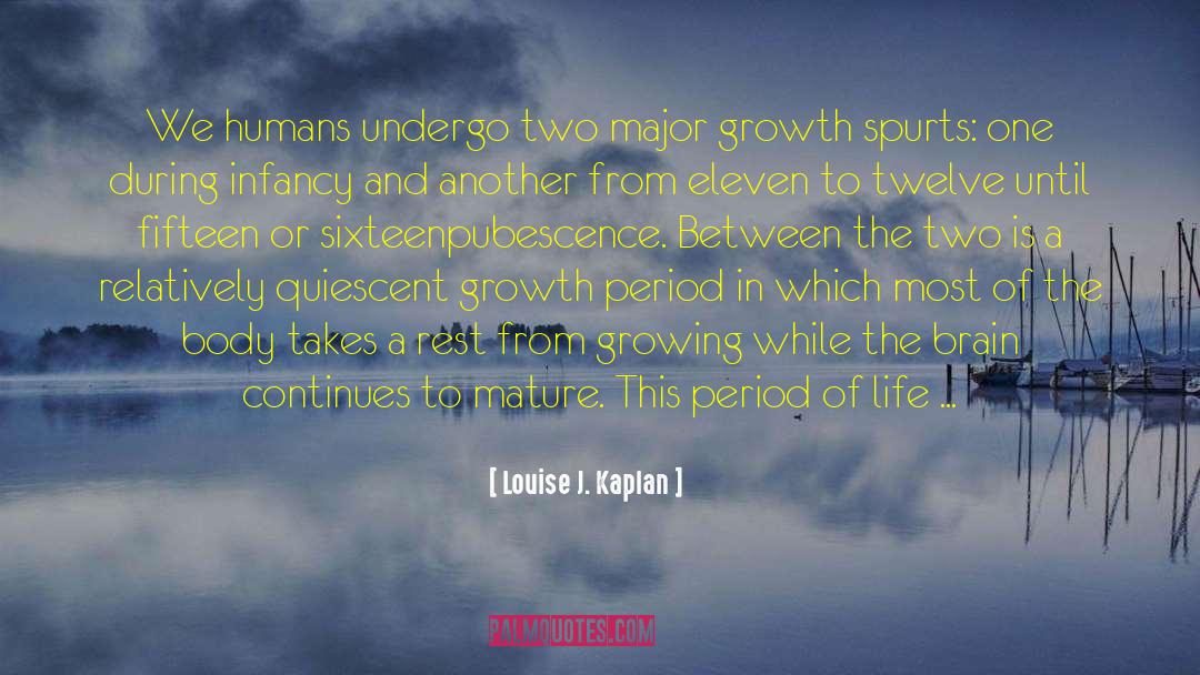 Louise J. Kaplan Quotes: We humans undergo two major
