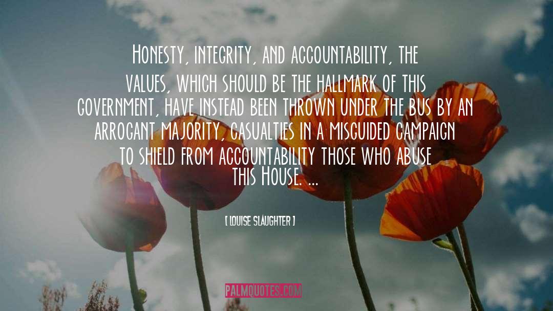 Louise Slaughter Quotes: Honesty, integrity, and accountability, the