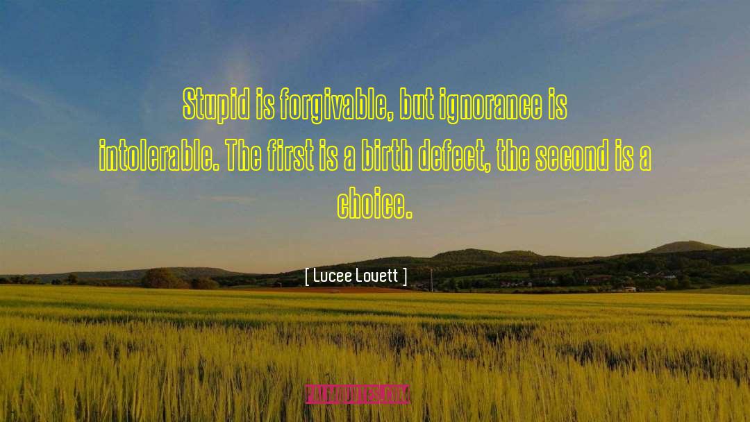 Lucee Lovett Quotes: Stupid is forgivable, but ignorance