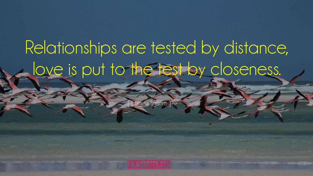 Luigina Sgarro Quotes: Relationships are tested by distance,