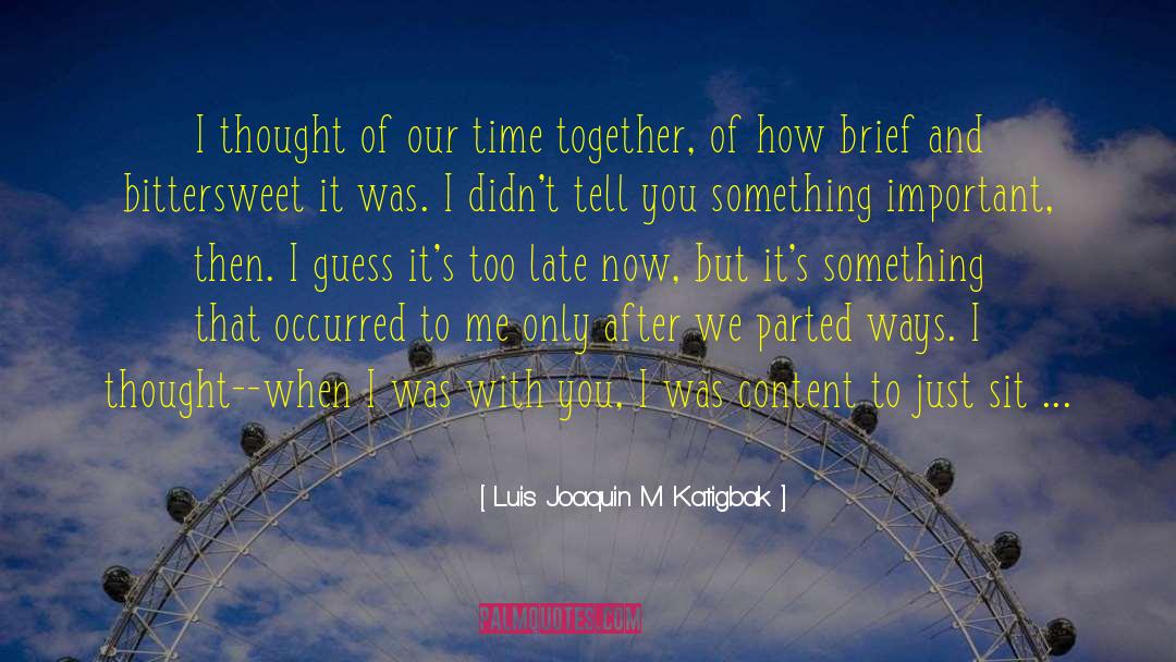 Luis Joaquin M Katigbak Quotes: I thought of our time