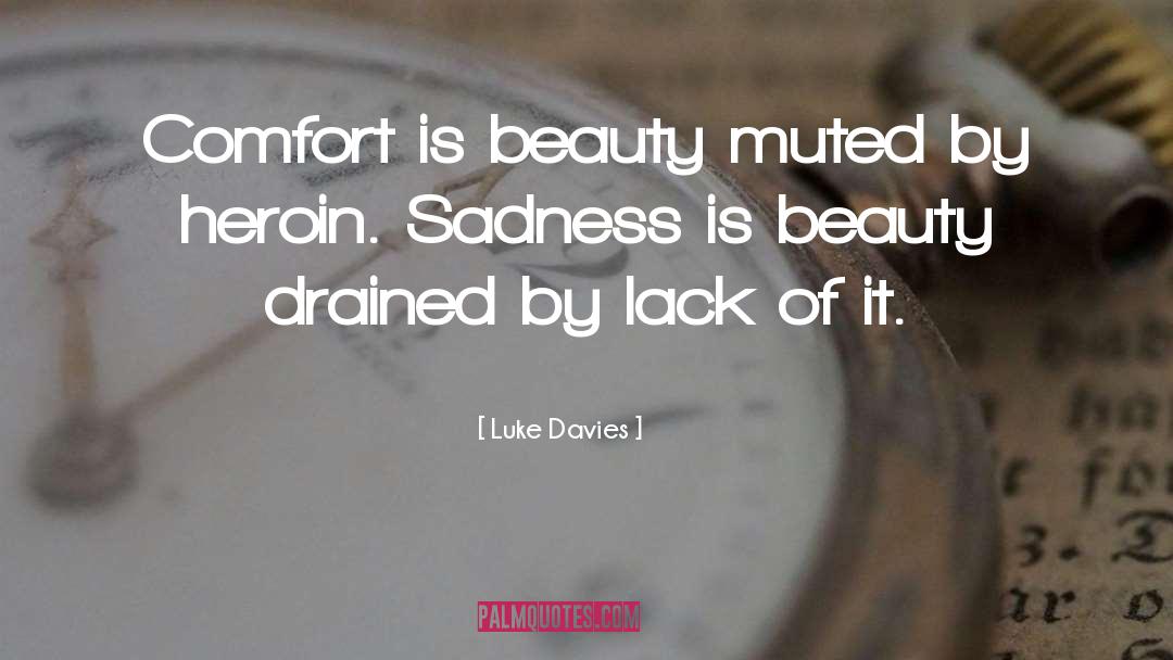 Luke Davies Quotes: Comfort is beauty muted by