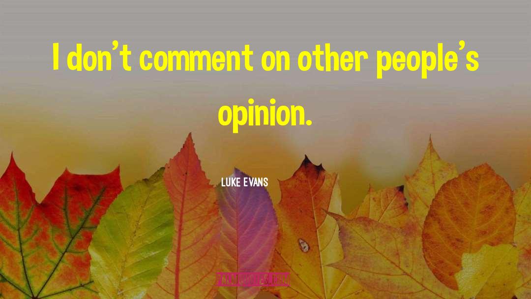 Luke Evans Quotes: I don't comment on other
