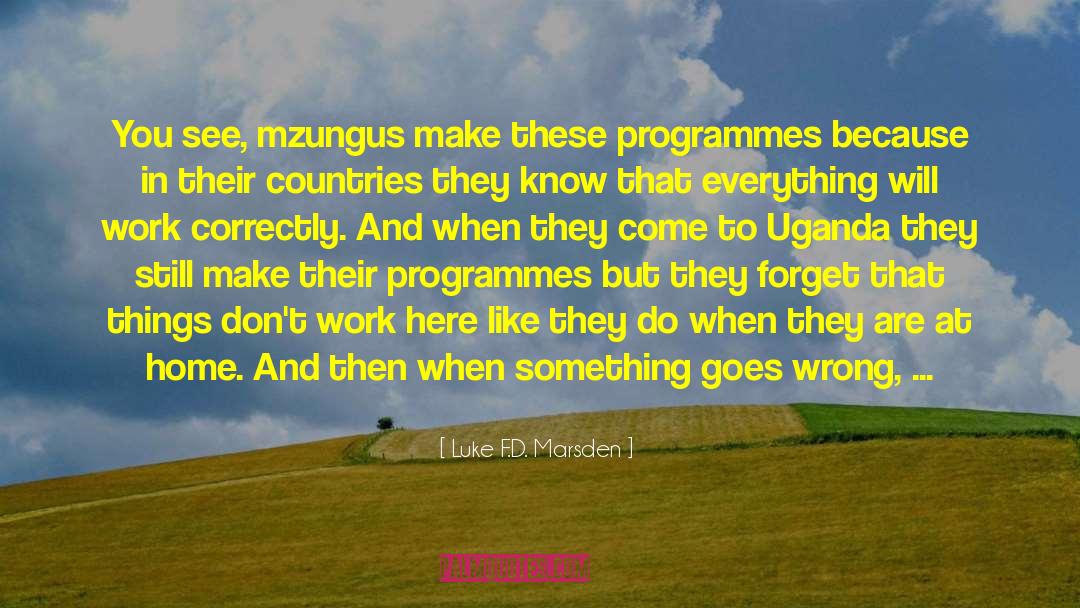 Luke F.D. Marsden Quotes: You see, mzungus make these