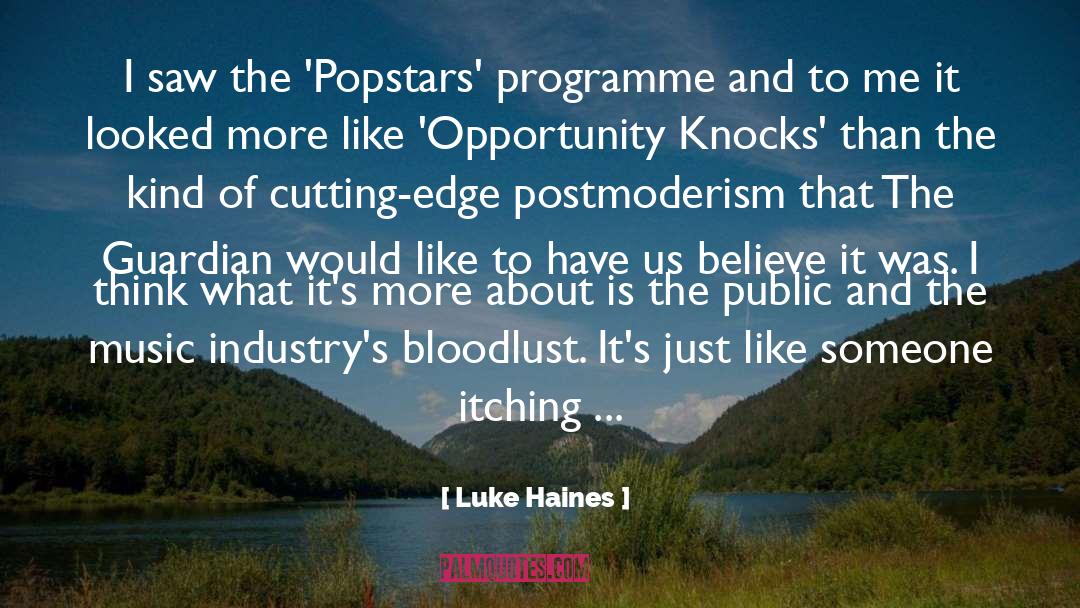 Luke Haines Quotes: I saw the 'Popstars' programme